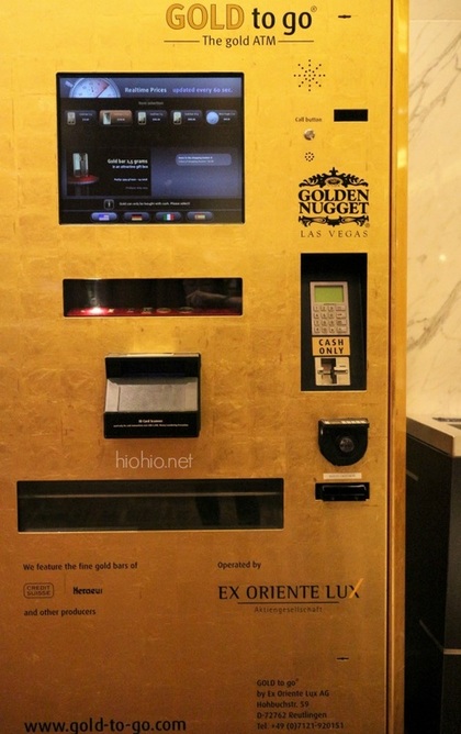 Gold ATM vending machine at Golden Nugget Las Vegas, Nevada. 