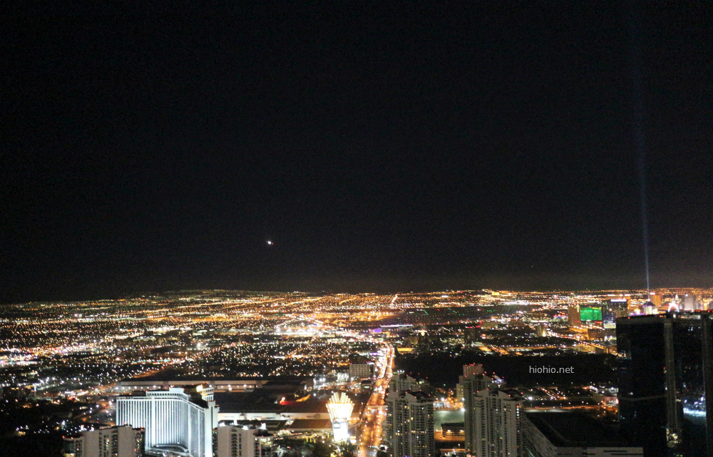 Stratosphere Las Vegas (outdoor observation deck view at night). 