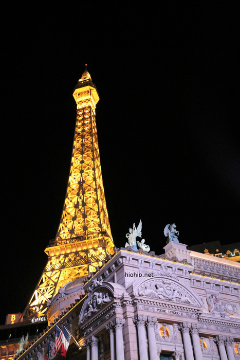 Paris Hotel and Casino Las Vegas (night time). 