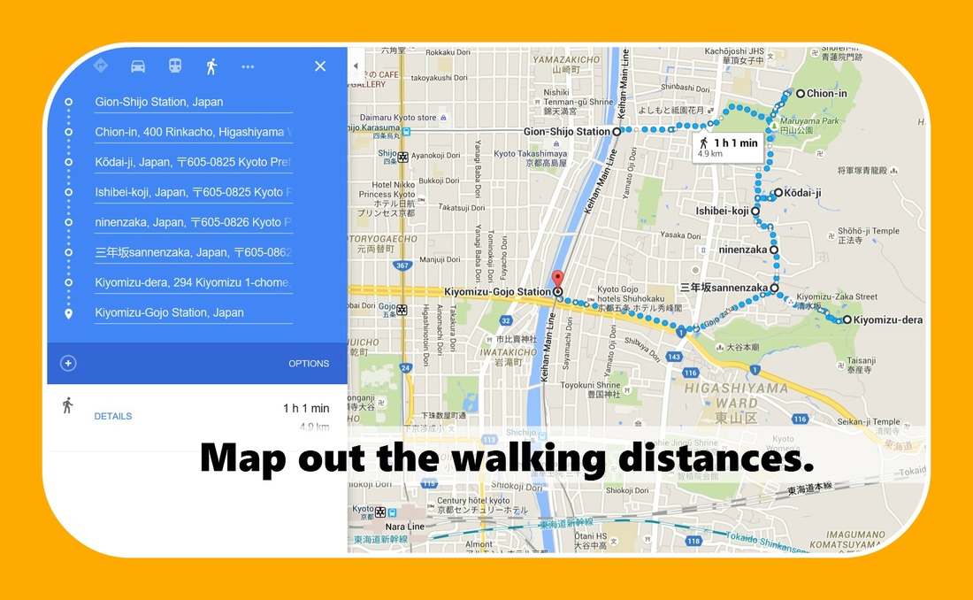 Sample Higashiyama Kyoto walking map. 
