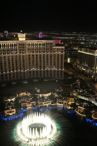 Bellagio Fountain Show (from top of Paris Hotel Eiffel Tower Experience) Las Vegas.