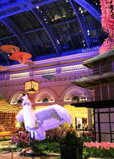 Bellagio Las Vegas Conservatory (Spring 2016 Display), Crane and Pagoda. 