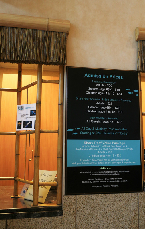 Mandalay Bay Las Vegas Shark Reef Box Office (price list).