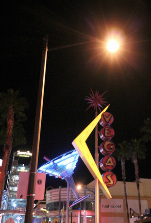 Downtown Las Vegas sign with Martini. 