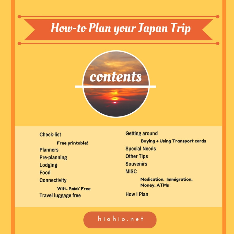 Table of Contents for Japan travels planning blog (How to plan your first trip to Japan),  hiohio.net